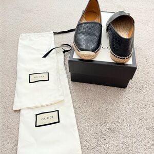 Gucci Black Leather Slip-On Loafers